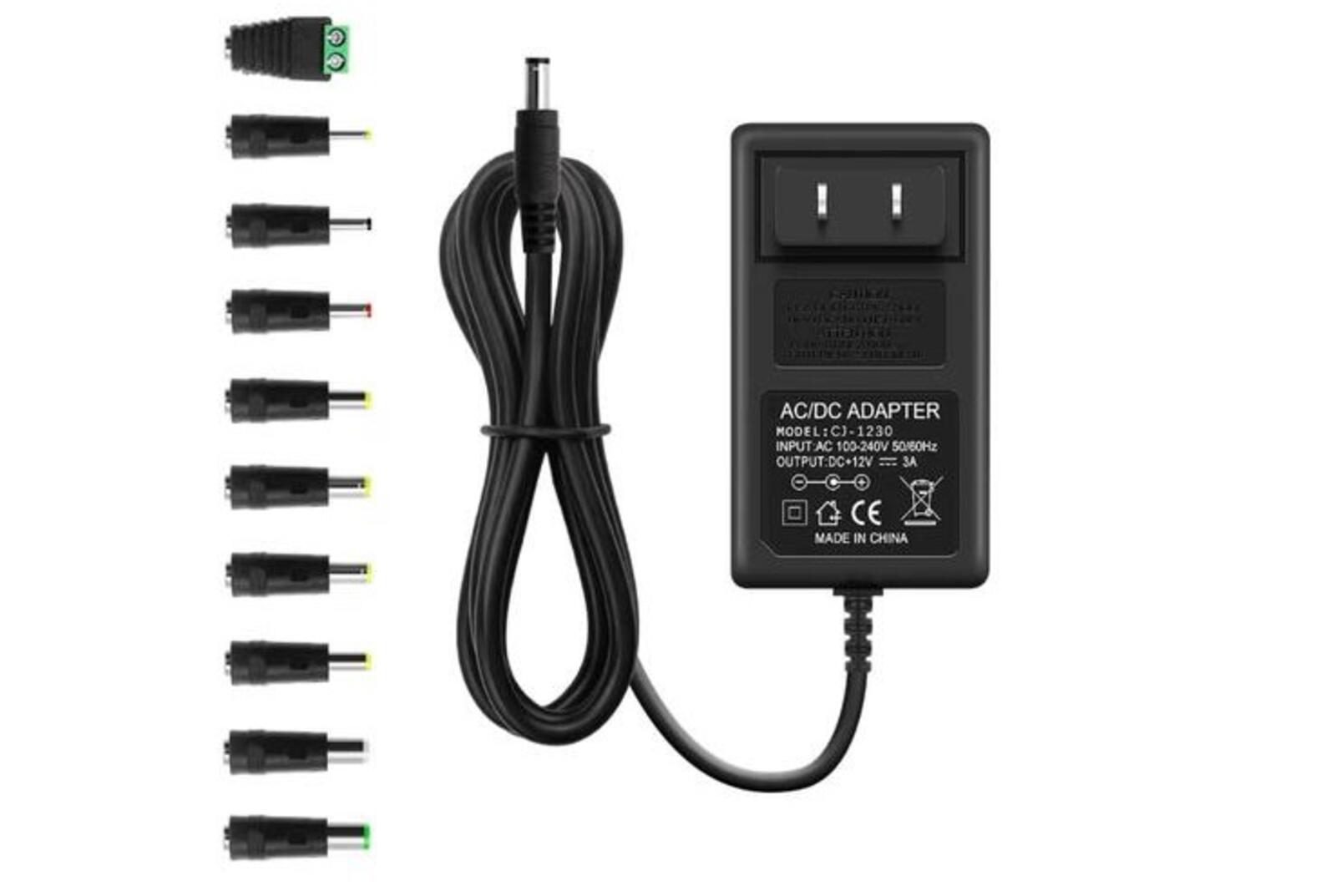 Arkare 12V Power Supply Adapter with 10 Interchangeable Tips