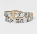 Elongated Buckle with Harness Belt - Gold/Cream/Black S
