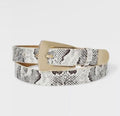Elongated Buckle with Harness Belt - Gold/Cream/Black XXL