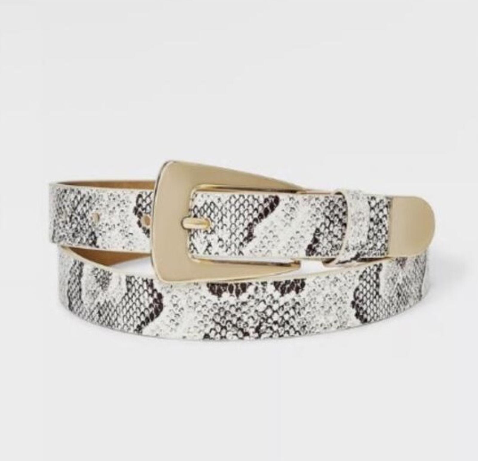 Elongated Buckle with Harness Belt - Gold/Cream/Black XXL