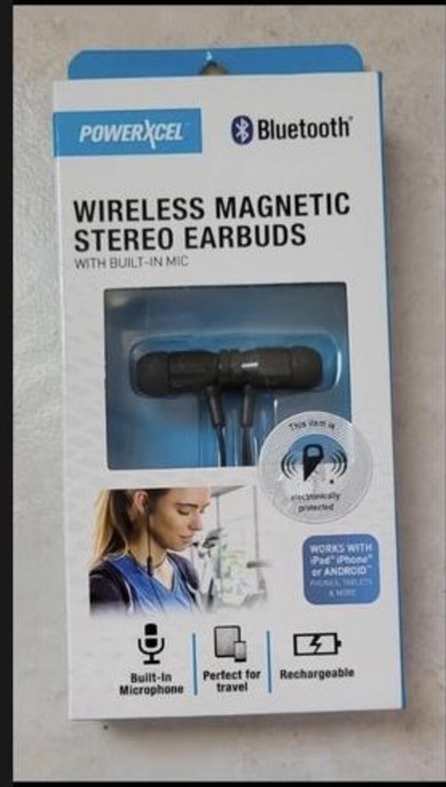 Powerxcel Wireless Magnetic Stereo Earbuds Bluetooth Rechargeable