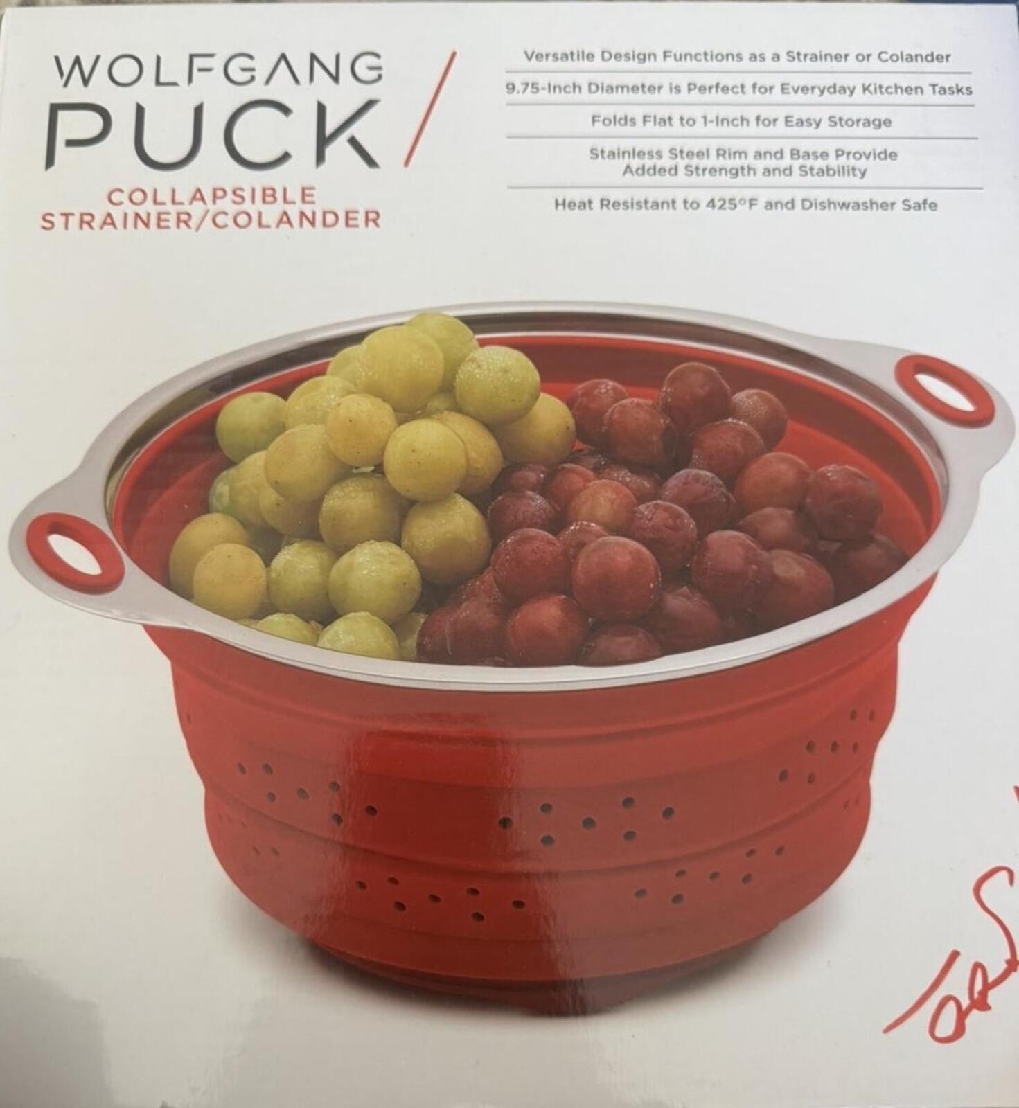 Wolfgang Puck Collapsible Red Silicone Strainer/Colander