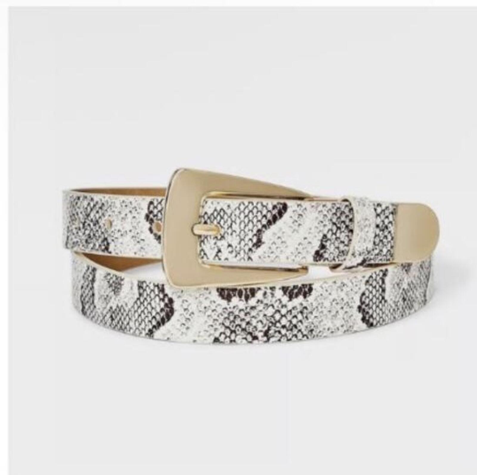 Elongated Buckle with Harness Belt - Gold/Cream/Black XS