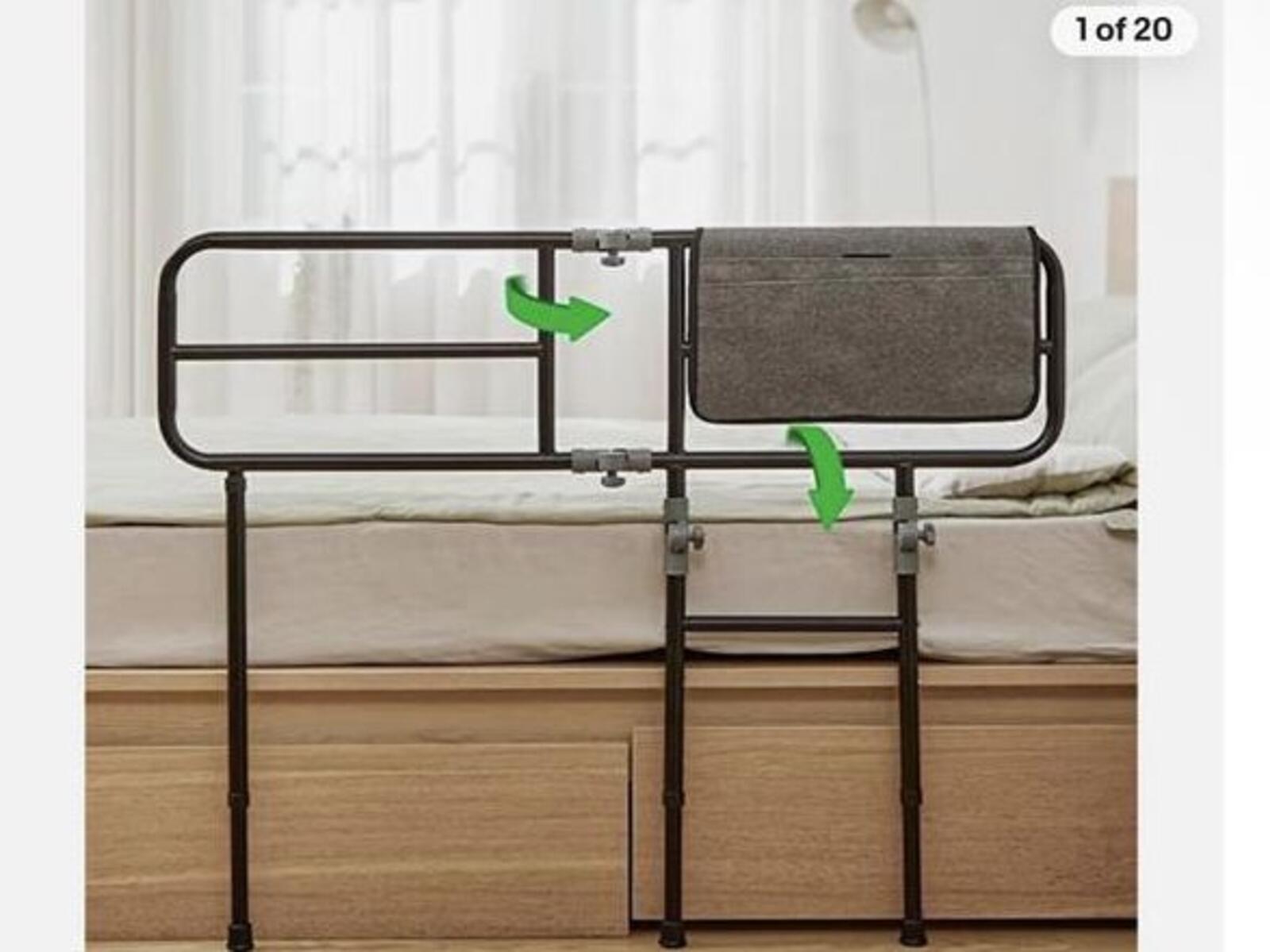 Bed Safety Rail, Folding Bed Assist Rail with Storage Pouch