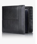 Swallowmall Men's RFID Blocking Leather Wallet - Black