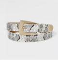 Elongated Buckle with Harness Belt - Gold/Cream/Black L