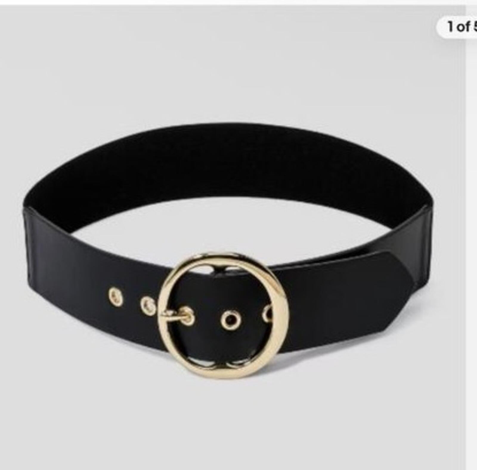 Women's Round Stretch Buckle Belt - Black S